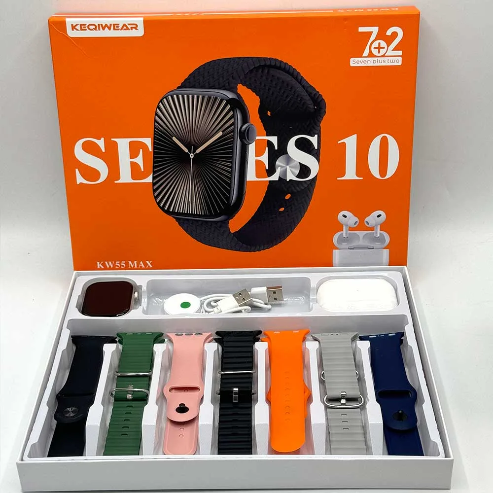 ساعت هوشمند برند KEQIWEAR مدل KW55 MAX به همراه ایرپاد
