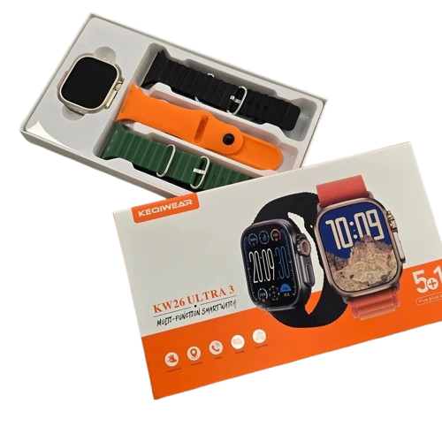 ساعت هوشمند کیوکویر مدل KW26 ULTRA3 با 5 بند ( عمده )