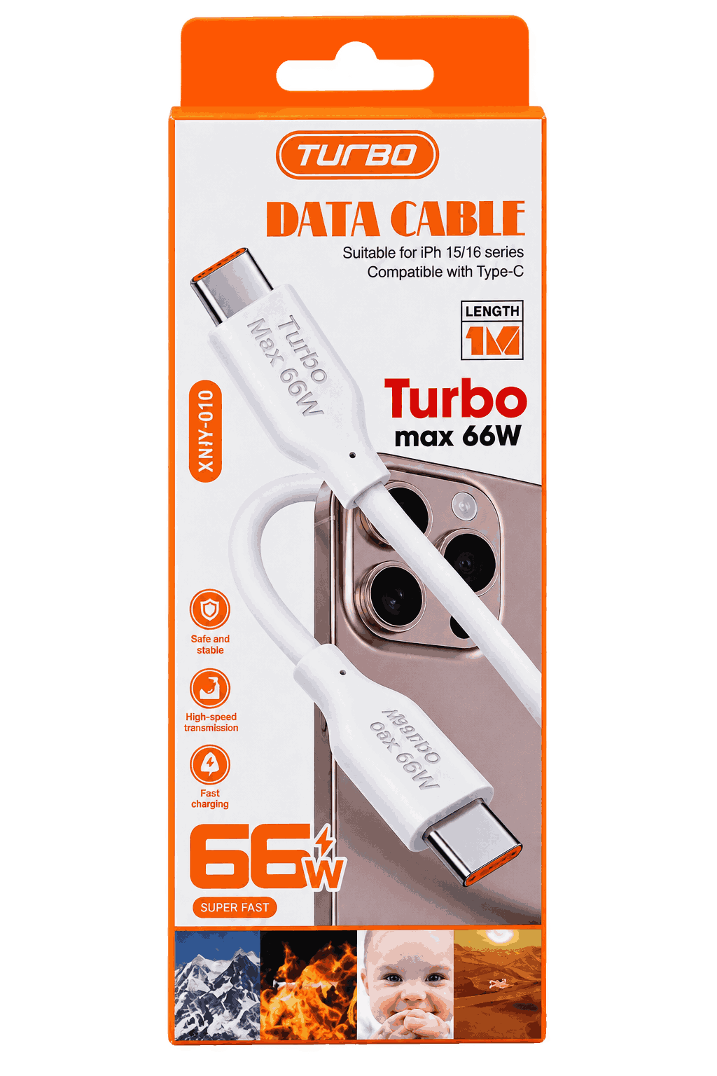 کابل دو سر تایپ C فست شارژ 66 W ( عمده)